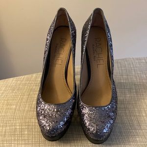 Rachel Roy Pewter glitter pumps, size 8, gently worn, no box